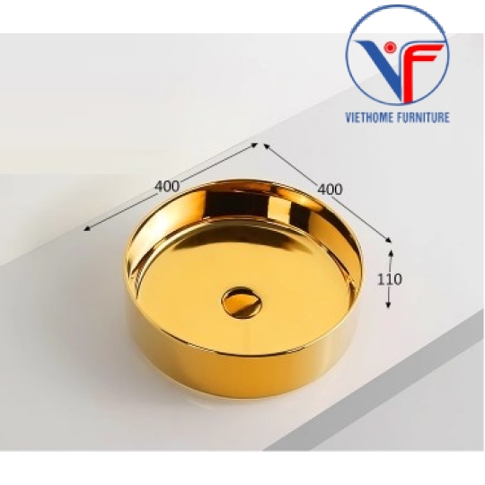 LAVABO - CHẬU RỬA MẶT ĐẶT BÀN HÌNH TRÒN TRƠN VÀNG BÓNG