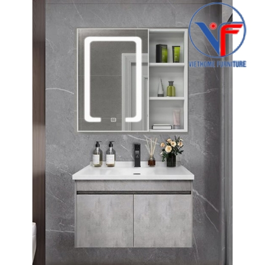 Tủ Lavabo Cao Cấp Phủ Melamine Màu Xám