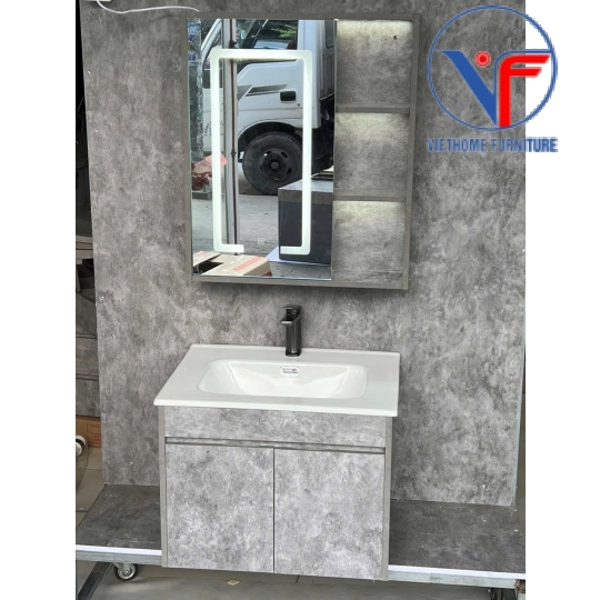 Tủ Lavabo Cao Cấp Phủ Melamine Màu Xám