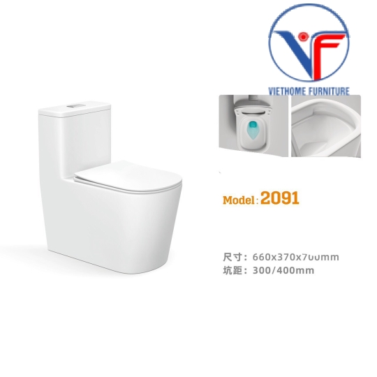 BỒN CẦU 1 KHỐI MEN NANO CHỐNG BÁM BẨN 2091
