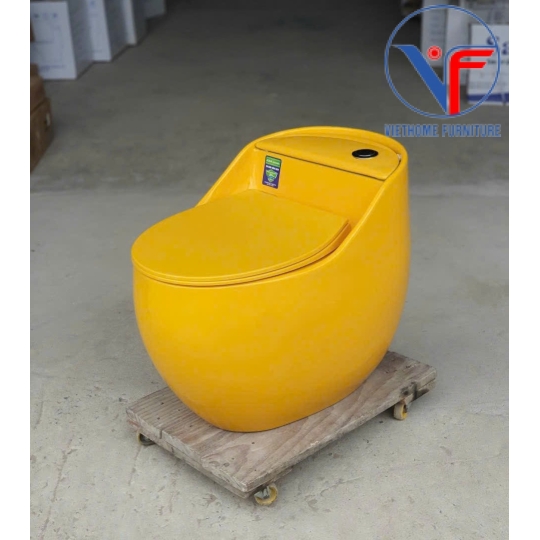 Bồn Cầu Trứng Màu Vàng Nắp Ngang -9016