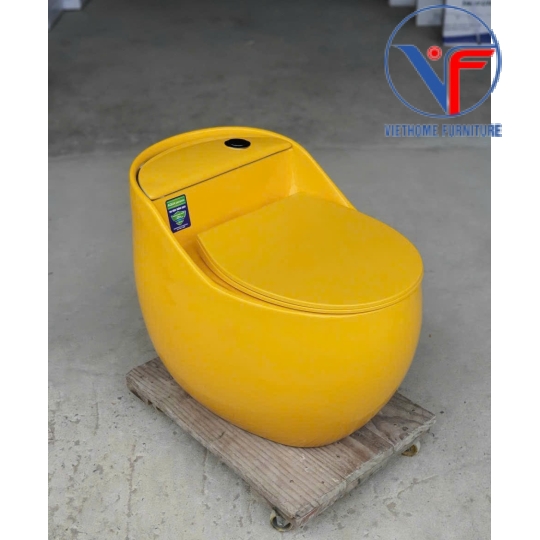 Bồn Cầu Trứng Màu Vàng Nắp Ngang -9016