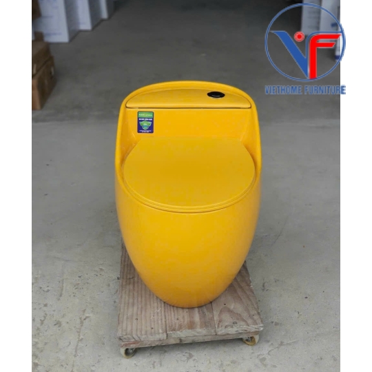 Bồn Cầu Trứng Màu Vàng Nắp Ngang -9016