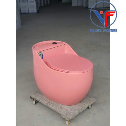Bồn Cầu Trứng Hồng Nắp Ngang -9015