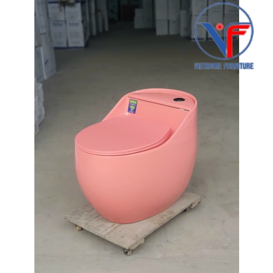 Bồn Cầu Trứng Hồng Nắp Ngang -9015