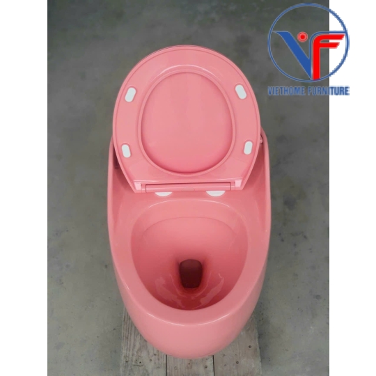 Bồn Cầu Trứng Hồng Nắp Ngang -9015