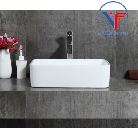 LAVABO - CHẬU RỬA MẶT ĐẶT BÀN HÌNH CHỮ NHẬT MEN NANO CHỐNG BÁM BẨN