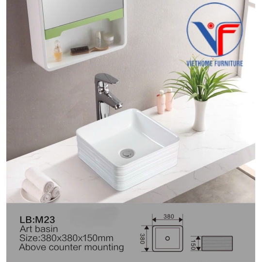 Lavabo vuông đặt bàn màu trắng