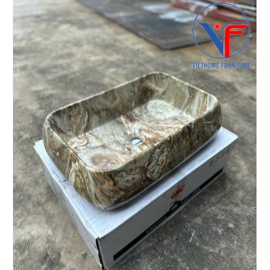 Lavabo vuông vân đá xanh D08