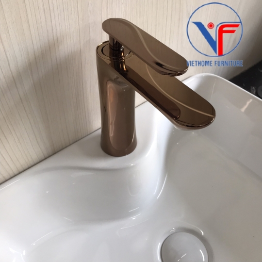 Vòi lavabo nóng lạnh 20cm mạ vàng hồng cao cấp