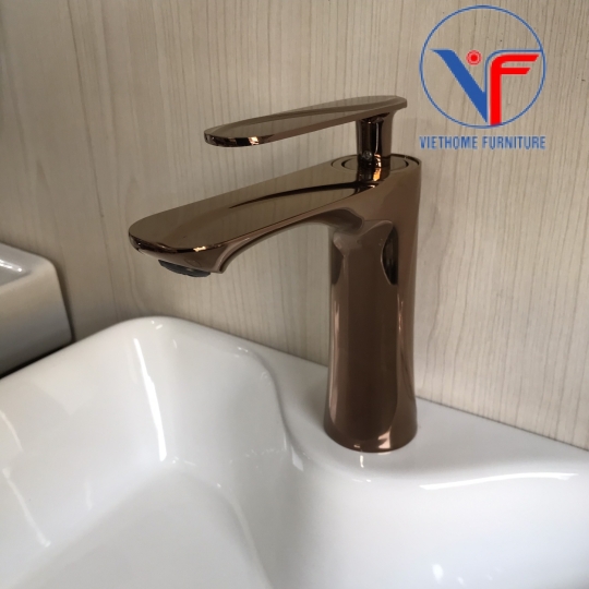 Vòi lavabo nóng lạnh 20cm mạ vàng hồng cao cấp