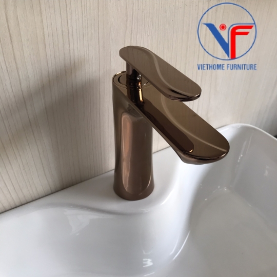Vòi lavabo nóng lạnh 20cm mạ vàng hồng cao cấp