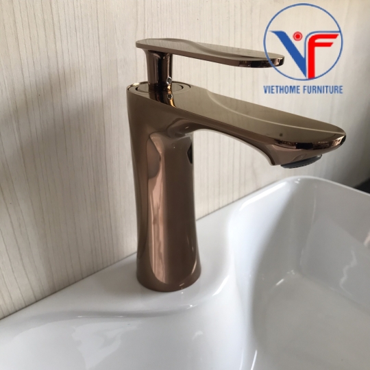Vòi lavabo nóng lạnh 20cm mạ vàng hồng cao cấp