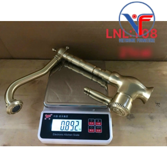 VÒI LAVABO NÓNG LẠNH MÀU ĐỒNG CỔ 30CM T08