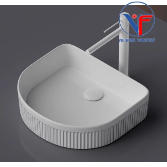 Lavabo đặt bàn nghệ thuật màu trắng hình cung