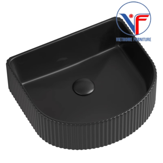 Lavabo đặt bàn nghệ thuật màu đen hình cung
