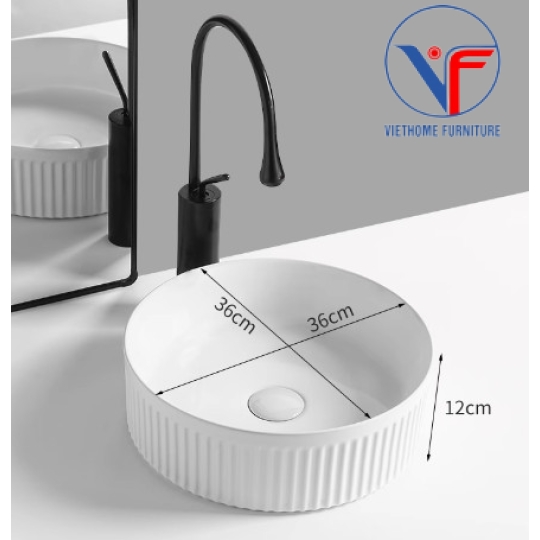 Lavabo đặt bàn nghệ thuật màu trắng hình tròn