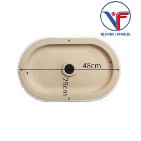 Lavabo đặt bàn nghệ thuật màu trắng hình oval