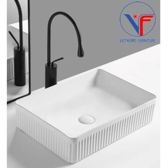 Lavabo đặt bàn nghệ thuật màu trắng hình vuông
