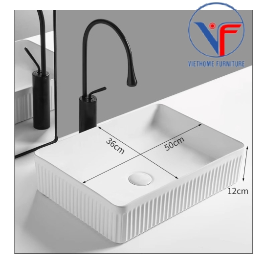 Lavabo đặt bàn nghệ thuật màu trắng hình vuông