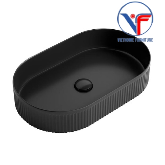 Lavabo đặt bàn nghệ thuật màu đen hình oval