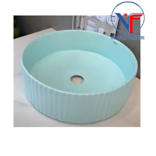Lavabo đặt bàn nghệ thuật màu xanh hình tròn