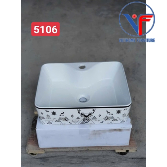 Lavabo Rửa Mặt Đặt Bàn hoa văn Tuần lộc