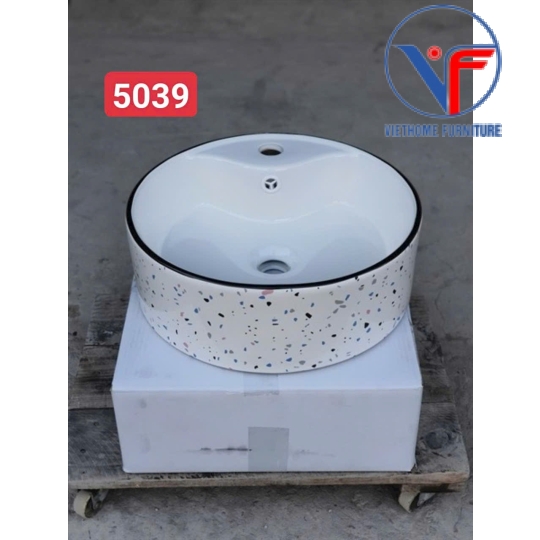 Chậu rửa mặt lavabo Đặt Bàn họa tiết chấm bi nhiều màu