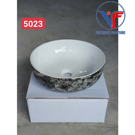 Chậu lavabo rửa mặt chất liệu sứ họa tiết