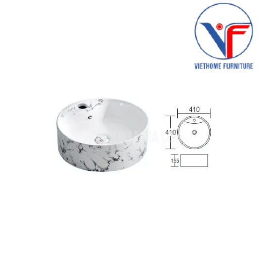 Lavabo đặt bàn nghệ thuật hình tròn vân đá