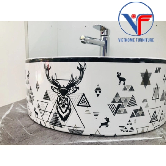 Lavabo đặt bàn nghệ thuật hình tròn Tuần Lộc