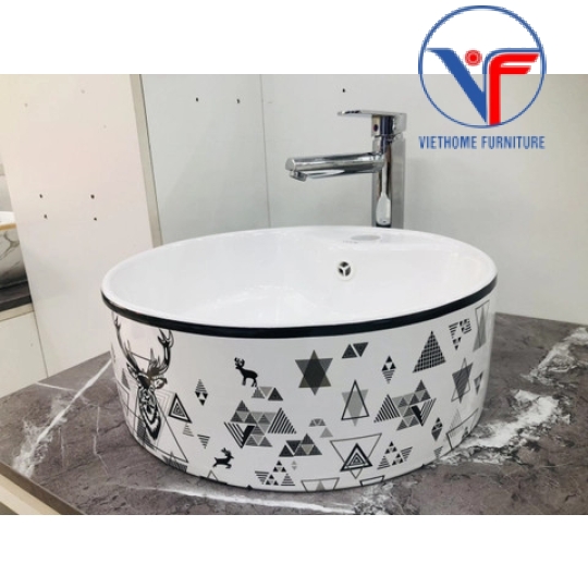 Lavabo đặt bàn nghệ thuật hình tròn Tuần Lộc