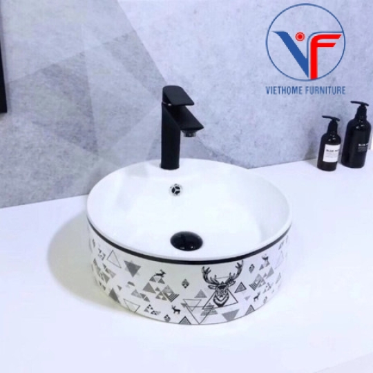Lavabo đặt bàn nghệ thuật hình tròn Tuần Lộc