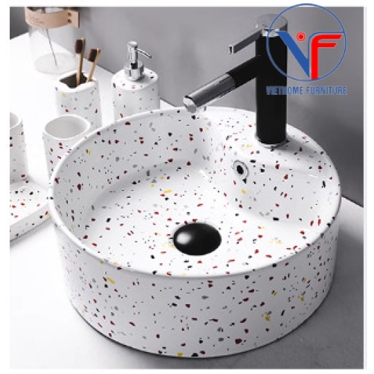 Bồn Lavabo Rửa Mặt Đặt Bàn Sứ  Họa Tiết Đốm Vân Đá