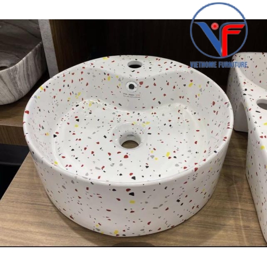 Bồn Lavabo Rửa Mặt Đặt Bàn Sứ  Họa Tiết Đốm Vân Đá