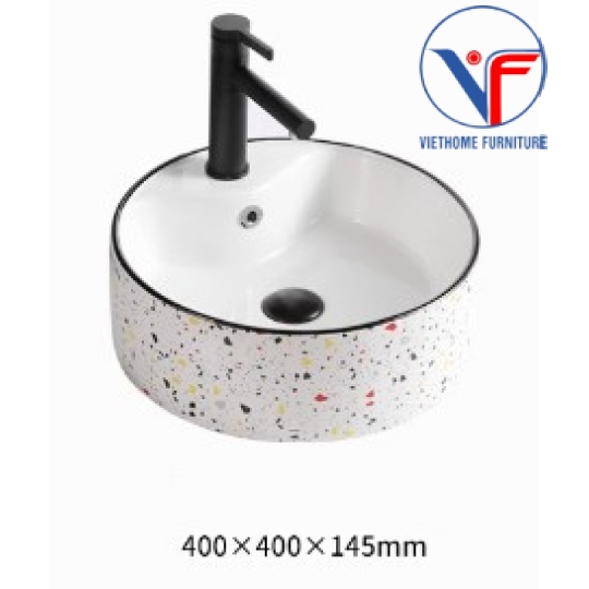 Chậu rửa mặt lavabo Đặt Bàn họa tiết chấm bi nhiều màu