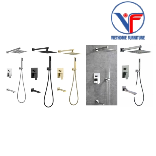 Vòi tắm hoa sen âm tường có mỏ nước nhiều màu