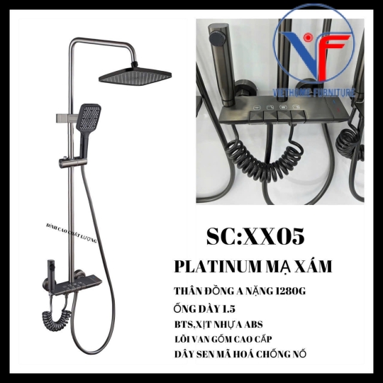 SEN CÂY TẮM ĐỨNG PHUN MƯA 2 ĐƯỜNG NƯỚC NÓNG LẠNH NÚT PHÍM HÌNH CHÓP