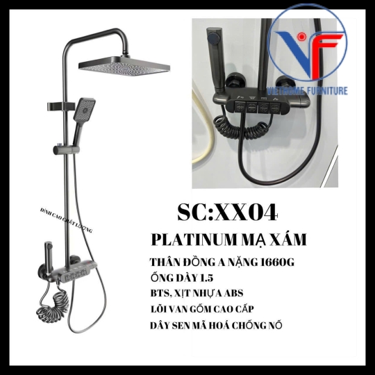SEN CÂY TẮM ĐỨNG PHUN MƯA 2 ĐƯỜNG NƯỚC NÓNG LẠNH NÚT PHÍM HÌNH CHỮ