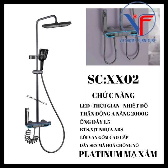 SEN CÂY TẮM ĐỨNG PHUN MƯA 2 ĐƯỜNG NƯỚC NÓNG LẠNH NÚT PHÍM ĐÀN CÓ ĐÈN LED VIỀN HIỂN THỊ NHIỆT ĐỘ