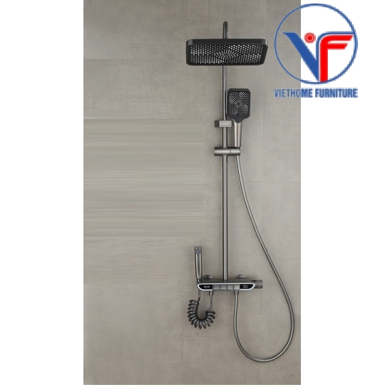 SEN CÂY TẮM ĐỨNG PHUN MƯA 2 ĐƯỜNG NƯỚC NÓNG LẠNH NÚT PHÍM ĐÀN CÓ ĐÈN LED VIỀN HIỂN THỊ NHIỆT ĐỘ