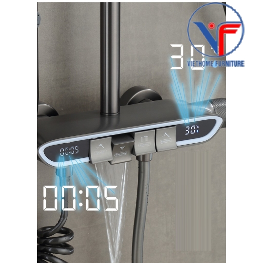 SEN CÂY TẮM ĐỨNG PHUN MƯA 2 ĐƯỜNG NƯỚC NÓNG LẠNH NÚT PHÍM ĐÀN CÓ ĐÈN LED VIỀN HIỂN THỊ NHIỆT ĐỘ