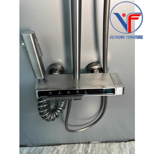 SEN CÂY TẮM ĐỨNG PHUN MƯA 2 ĐƯỜNG NƯỚC NÓNG LẠNH NÚT PHÍM ĐÀN CÓ ĐÈN LED HIỂN THỊ NHIỆT ĐỘ CAO CẤP