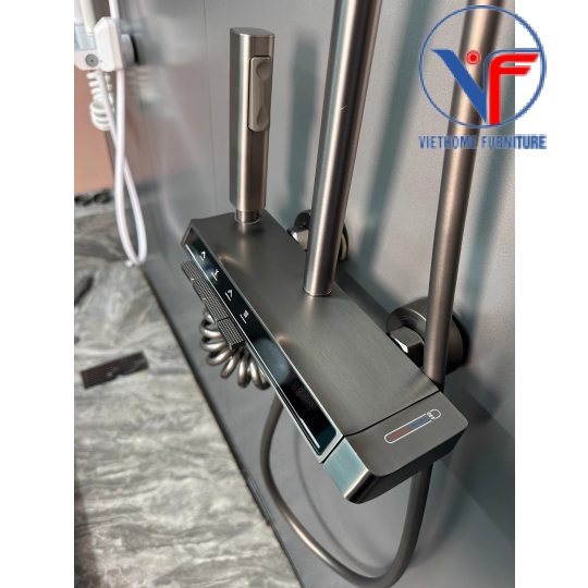 SEN CÂY TẮM ĐỨNG PHUN MƯA 2 ĐƯỜNG NƯỚC NÓNG LẠNH NÚT PHÍM ĐÀN CÓ ĐÈN LED HIỂN THỊ NHIỆT ĐỘ CAO CẤP