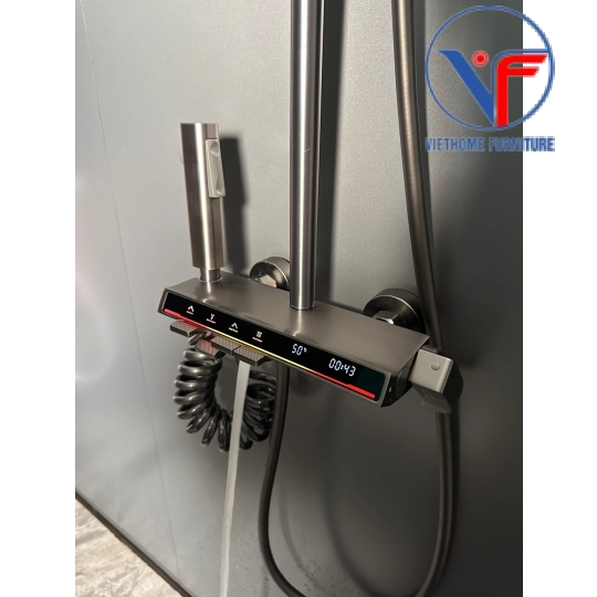 SEN CÂY TẮM ĐỨNG PHUN MƯA 2 ĐƯỜNG NƯỚC NÓNG LẠNH NÚT PHÍM ĐÀN CÓ ĐÈN LED HIỂN THỊ NHIỆT ĐỘ CAO CẤP