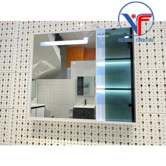 Bộ tủ lavabo kèm tủ gương có đèn led cảm ứng size 80cm