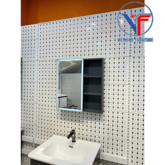 Bộ tủ lavabo kèm tủ gương có đèn led size 60cm