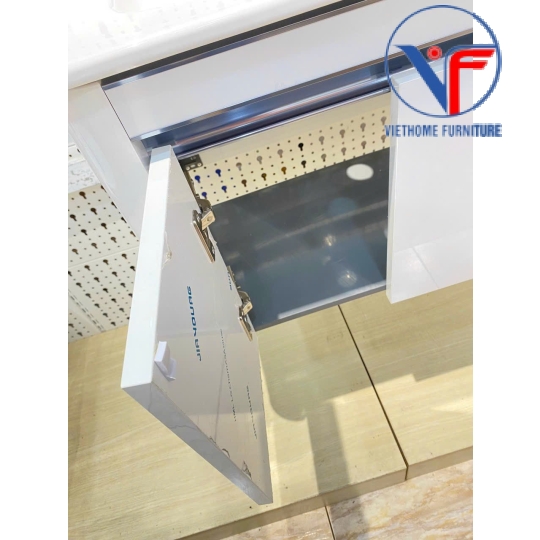Bộ tủ lavabo kèm tủ gương có đèn led size 60cm màu trắng