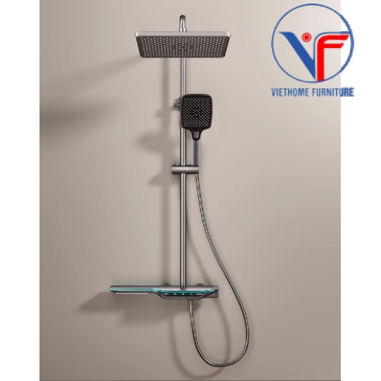 SEN CÂY TẮM ĐỨNG PHUN MƯA 2 ĐƯỜNG NƯỚC NÓNG LẠNH NÚT PHÍM CÓ ĐÈN LED HIỂN THỊ NHIỆT ĐỘ VÀ THỜI GIAN