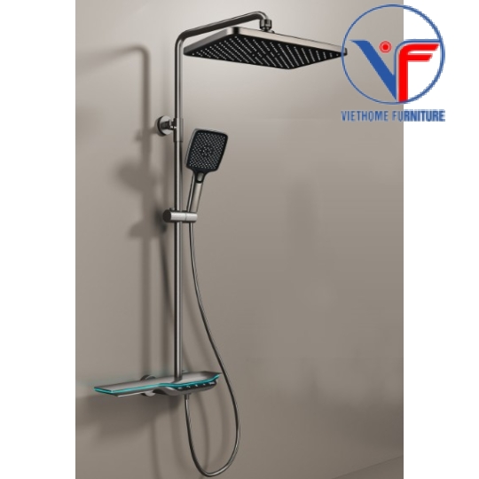 SEN CÂY TẮM ĐỨNG PHUN MƯA 2 ĐƯỜNG NƯỚC NÓNG LẠNH NÚT PHÍM CÓ ĐÈN LED HIỂN THỊ NHIỆT ĐỘ VÀ THỜI GIAN